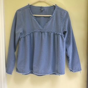 Aerie Blue Exposed Hem Blouse